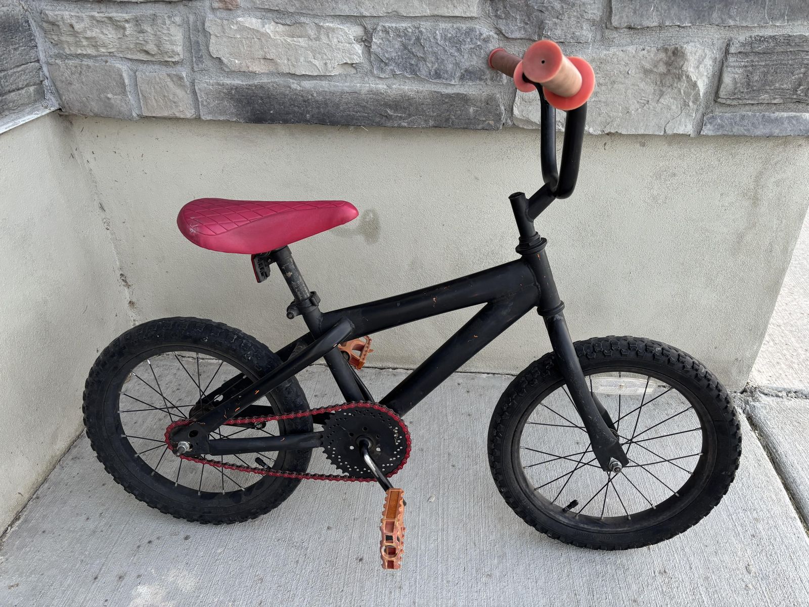 16 inch kids bike - black with red highlights