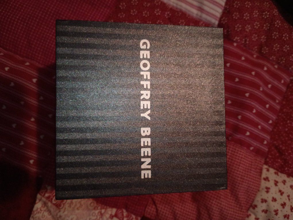 Geoffrey Beene Gold-Tone Quartz Watch with Crystal Bezel and Mesh Band in Box