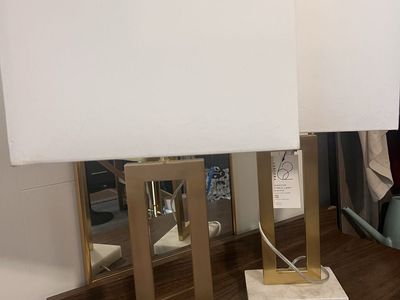 2 brass color & real marble lamps