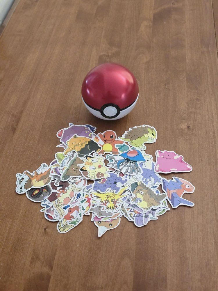 Pokémon Sticker Lot + Poké Ball Case