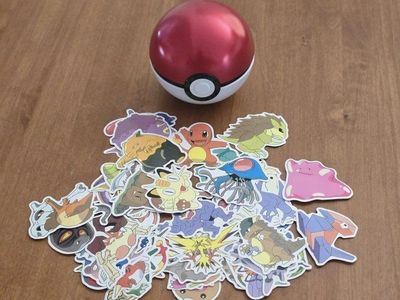 Pokémon Sticker Lot + Poké Ball Case