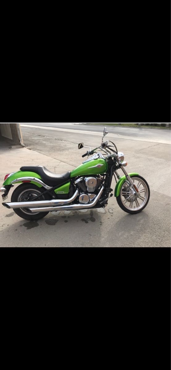 Kawasaki custom Cruiser Motorcycle - Lime Green with Windshield and Sissy Bar