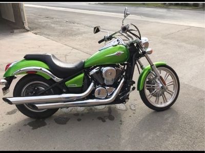 Kawasaki custom Cruiser Motorcycle - Lime Green with Windshield and Sissy Bar