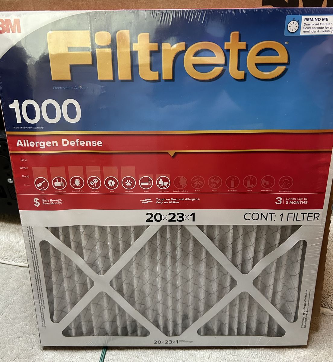(4) New Filtrete 3-Month Furnace Filters, 20x23x1, MERV 11, MPR 1000