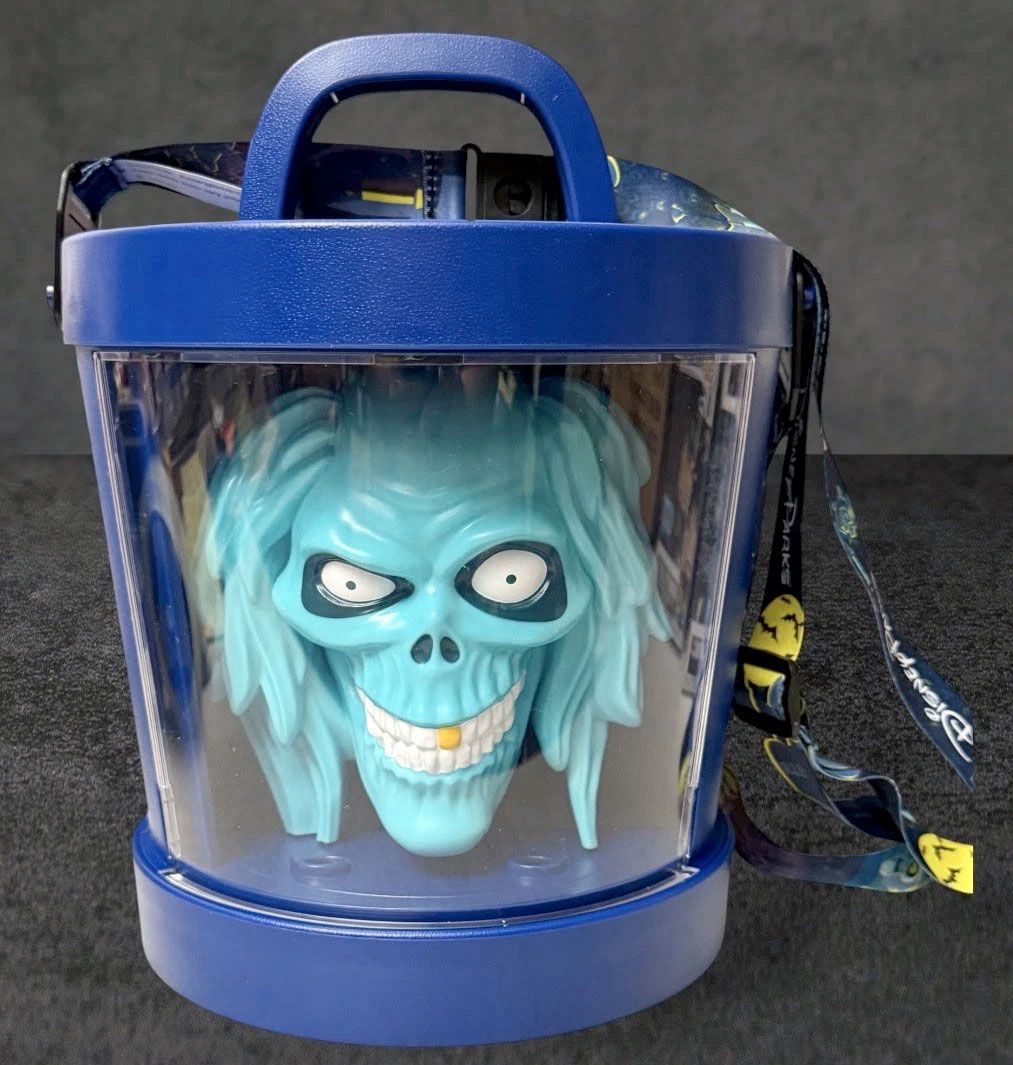 Disney Parks Halloween Haunted Mansion Hatbox Ghost Popcorn Bucket Lights /Sound