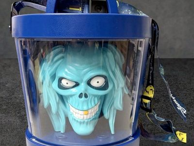 Disney Parks Halloween Haunted Mansion Hatbox Ghost Popcorn Bucket Lights /Sound