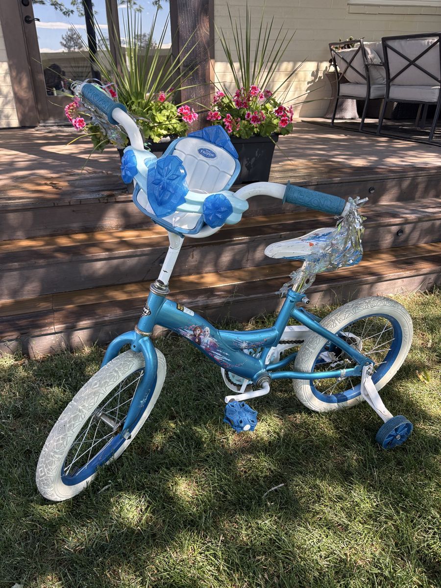 Disney Frozen 12" Kids' Bike with Training Wheels, Blue/White