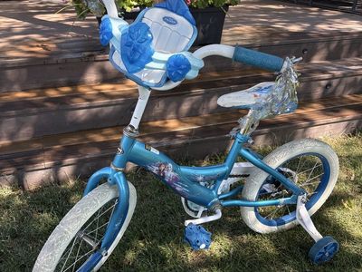 Disney Frozen 12" Kids' Bike with Training Wheels, Blue/White