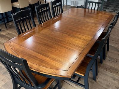 Large Solid Wood Dining Table Set – Seats 12 – Includes 12 Chairs & 2 Leaves