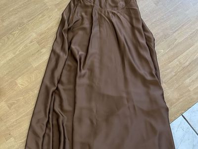 NWT Brown Satin Corset Maxi Dress Lace Up Fairy Goddess Costume Sz __