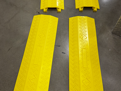 NEW Set of Four Extra-Wide Drop-Over Cable Protector Ramp for 1 in. Yellow