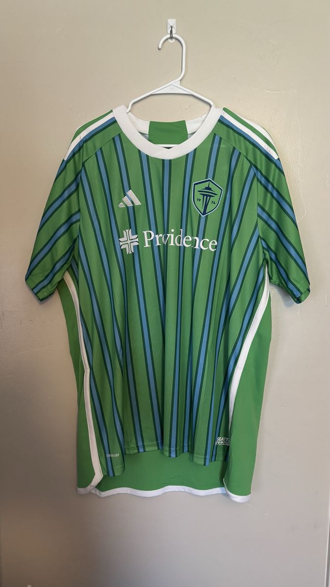 Adidas Seattle Sounders FC Green Blue Striped Soccer Jersey 2XL
