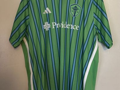 Adidas Seattle Sounders FC Green Blue Striped Soccer Jersey 2XL