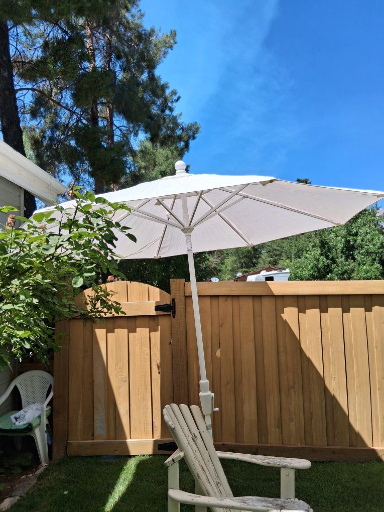 Pottery Barn 9ft.Round White Natural Sunbrella. Get 2 of these white Sunbrella's today! $160 for the set or $90 for one