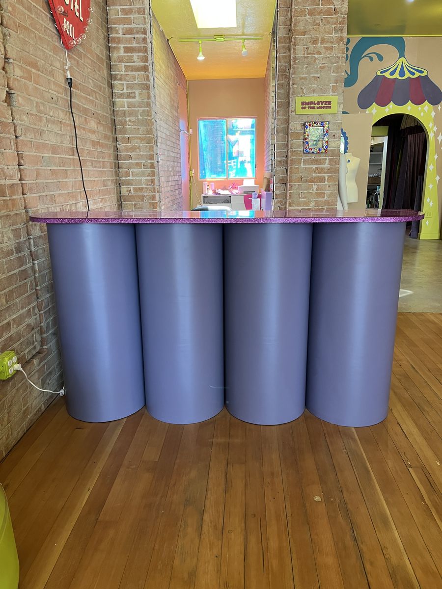 Custom Glitter Acrylic Reception Desk / Retail Checkout Counter