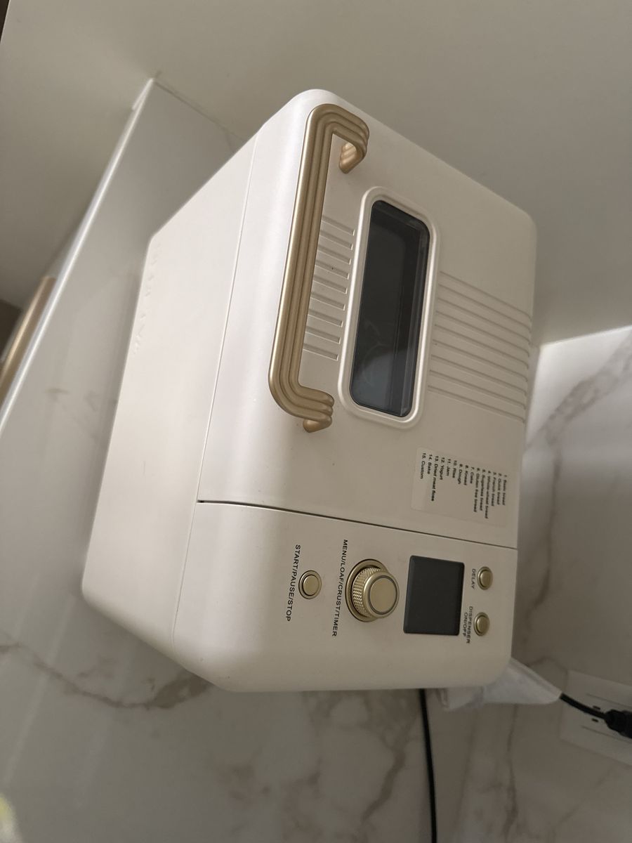 Automatic Countertop Bread Maker Machine - White with Gold Trim