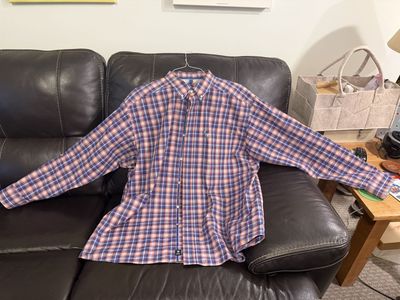 Ariat Pro Series Men's Plaid Long Sleeve Western Shirt Size XL Blue Orange