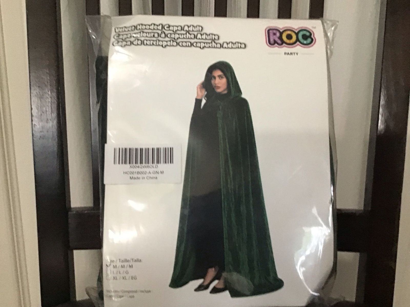 ROC Party Green Velvet Hooded Adult Cape - Size M/M/M (Unisex)