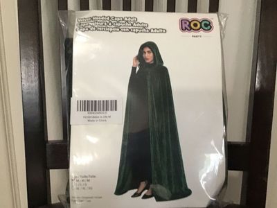 ROC Party Green Velvet Hooded Adult Cape - Size M/M/M (Unisex)
