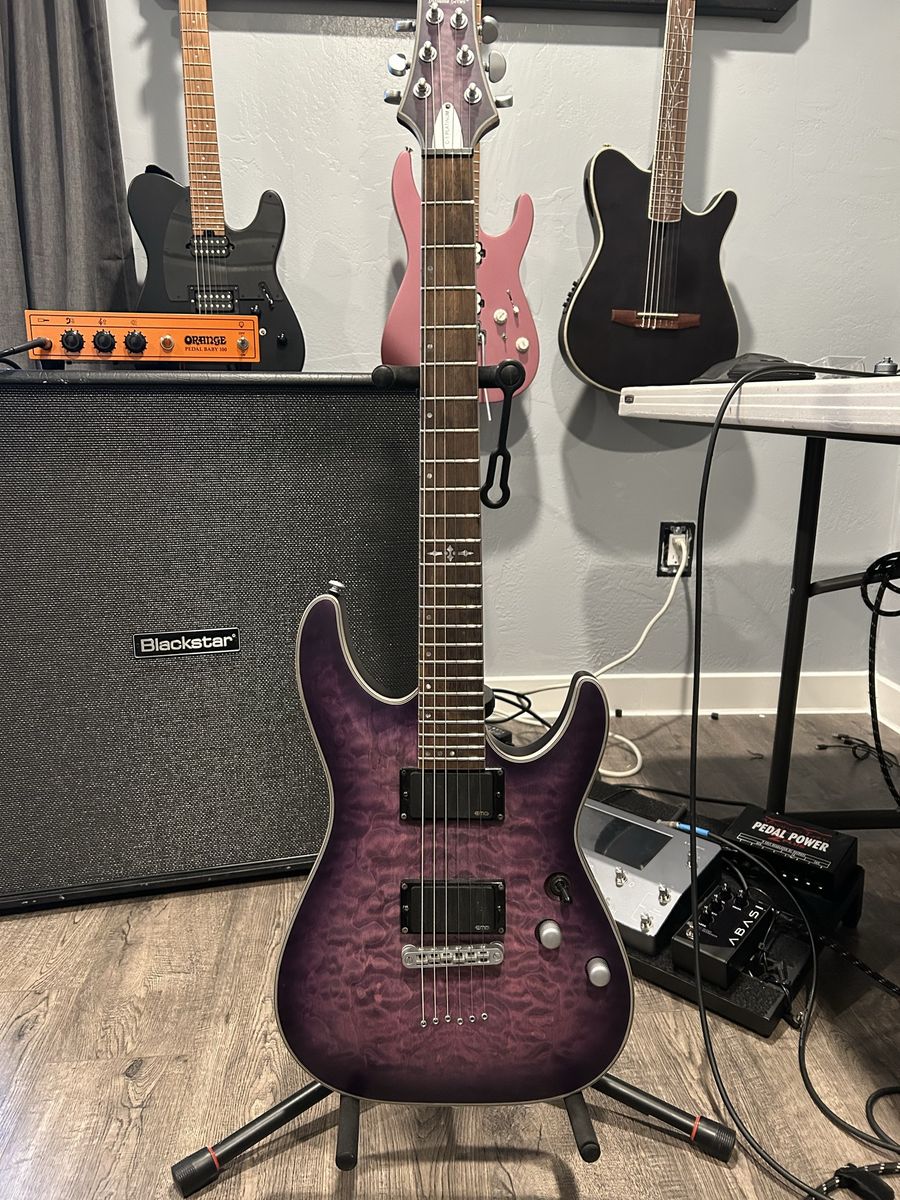 Schecter C-1 Platinum in Satin Purple Burst