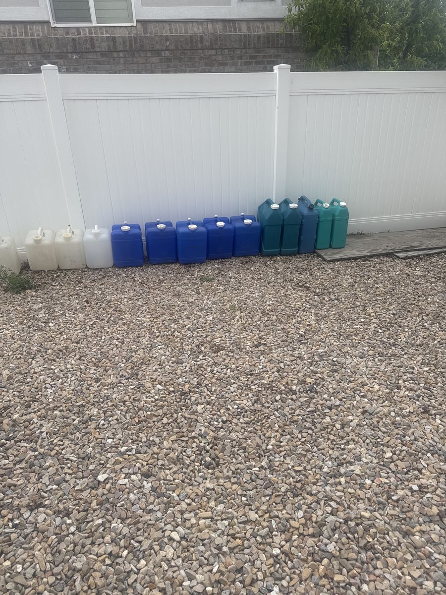 Assorted water jugs