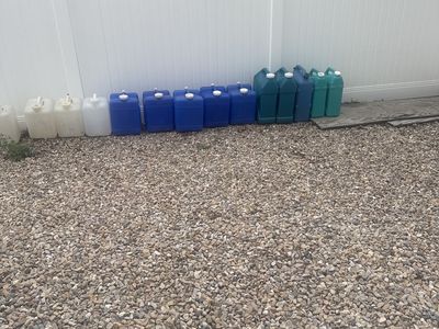 Assorted water jugs