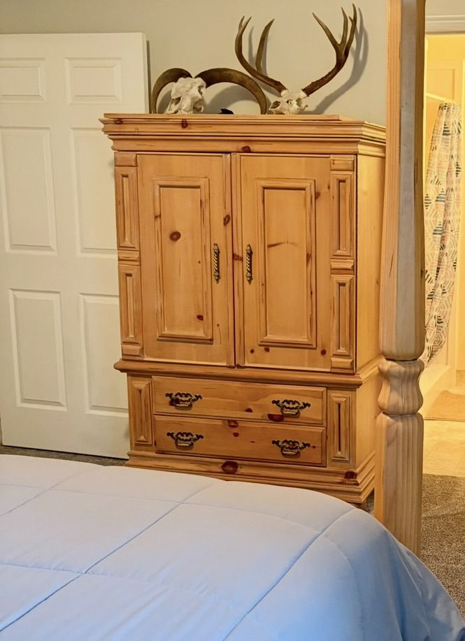 Wood Armoire With Two Drawers