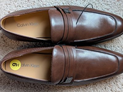 NEW Calvin Klein Men's Slip-On Dress Shoes - Cognac - Size 9 & Size 10 - $35 each