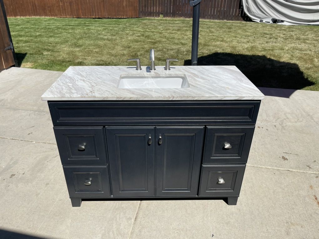 48 Vanity With Quartz Top, Sink, Faucet
