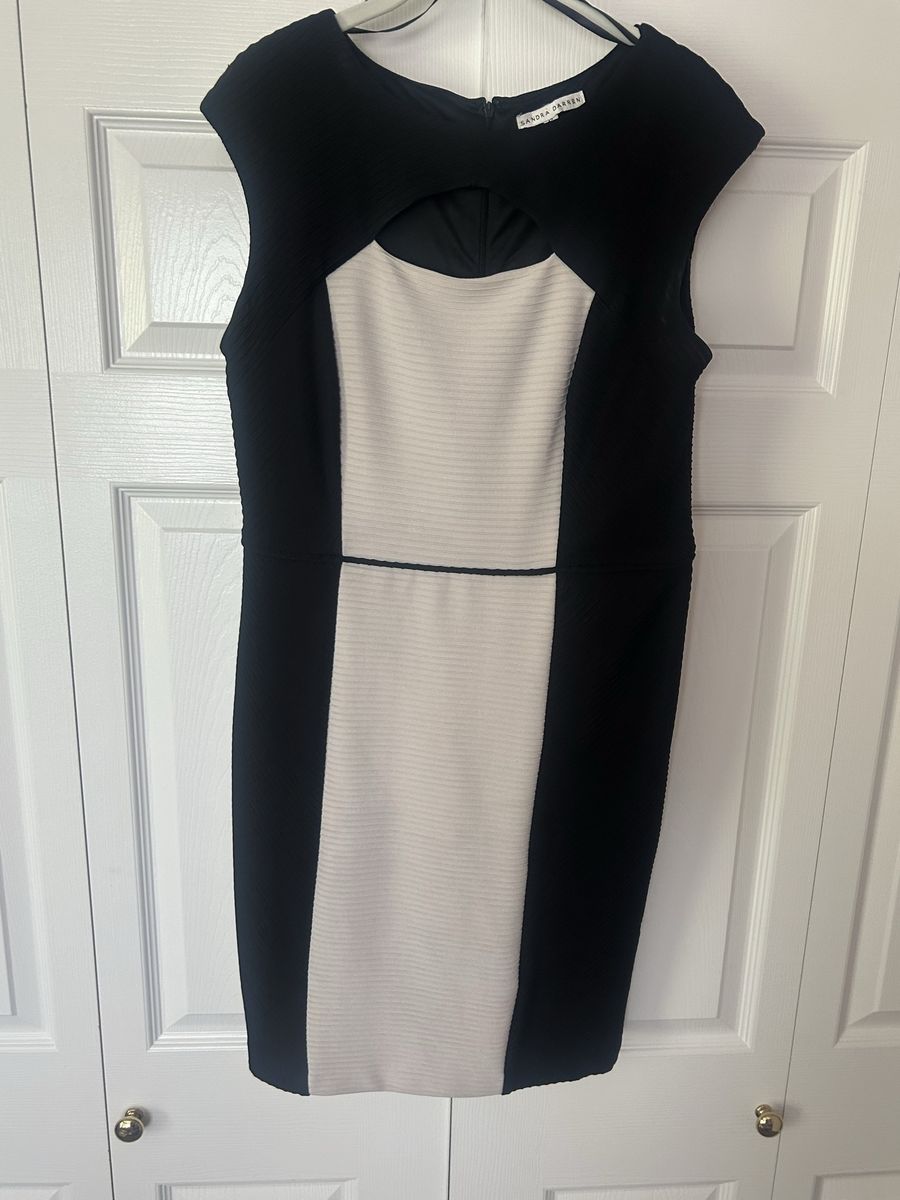 Sandra Darren Women's Colorblock Sheath Dress Size 12 Black and White