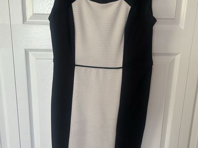 Sandra Darren Women's Colorblock Sheath Dress Size 12 Black and White