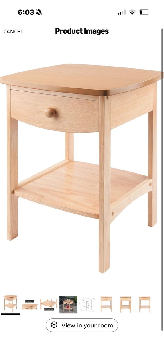 Wooden End Table / Nightstand with Drawer and Shelf - Light Wood Tone