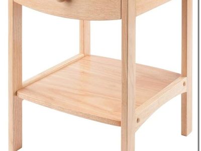 Wooden End Table / Nightstand with Drawer and Shelf - Light Wood Tone