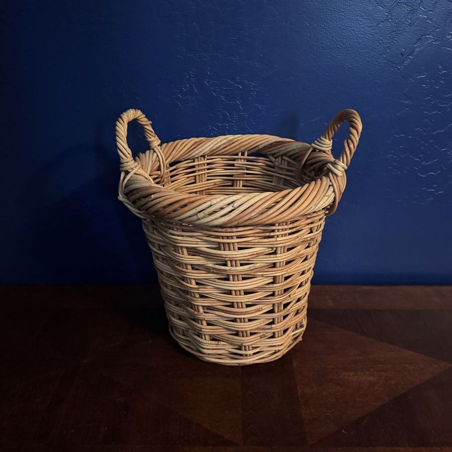 Vintage Wicker Basket Waste Basket or Plant Holder