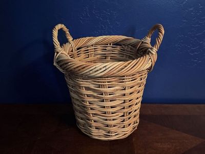 Vintage Wicker Basket Waste Basket or Plant Holder