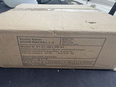 STOVE INACAN Standard Single Stove, Model 01-01-001-00-01, 4 Pieces, New in Box