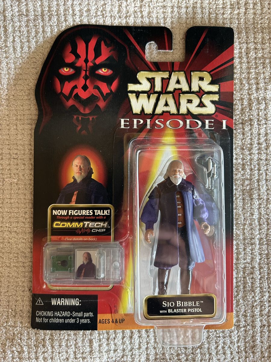 Star Wars Episode I Sio Bibble Action Figure with Blaster Pistol - COMMTECH Chip