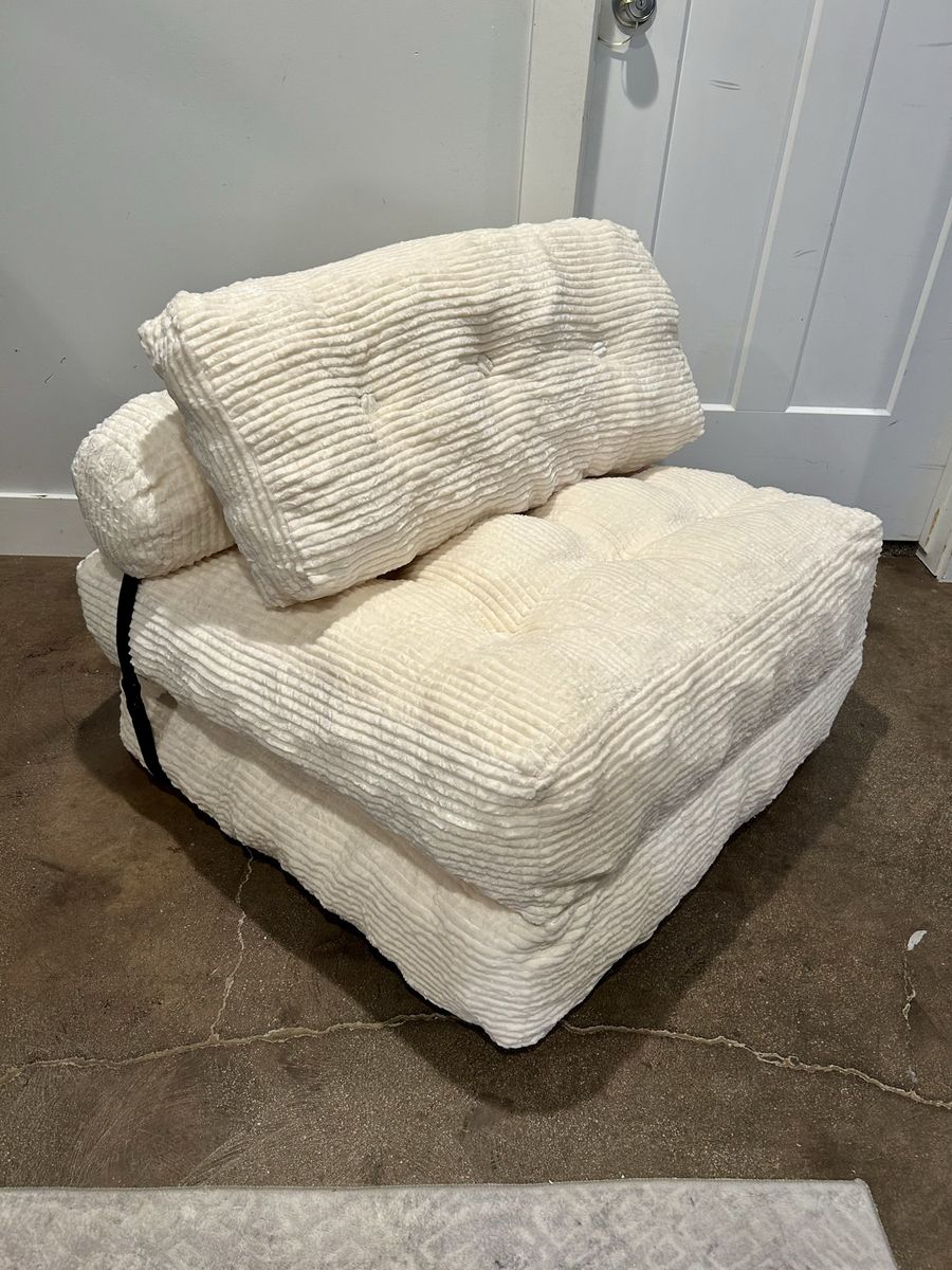 New Cream Corduroy Convertible Sleeper Chair
