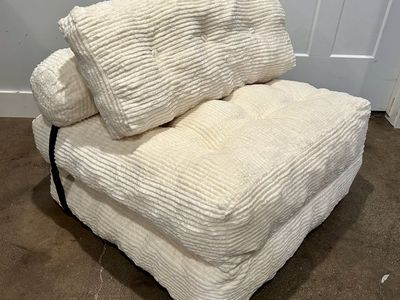 New Cream Corduroy Convertible Sleeper Chair