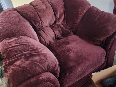 Plush Velvet Sofa and Armchair Set in Deep Plum