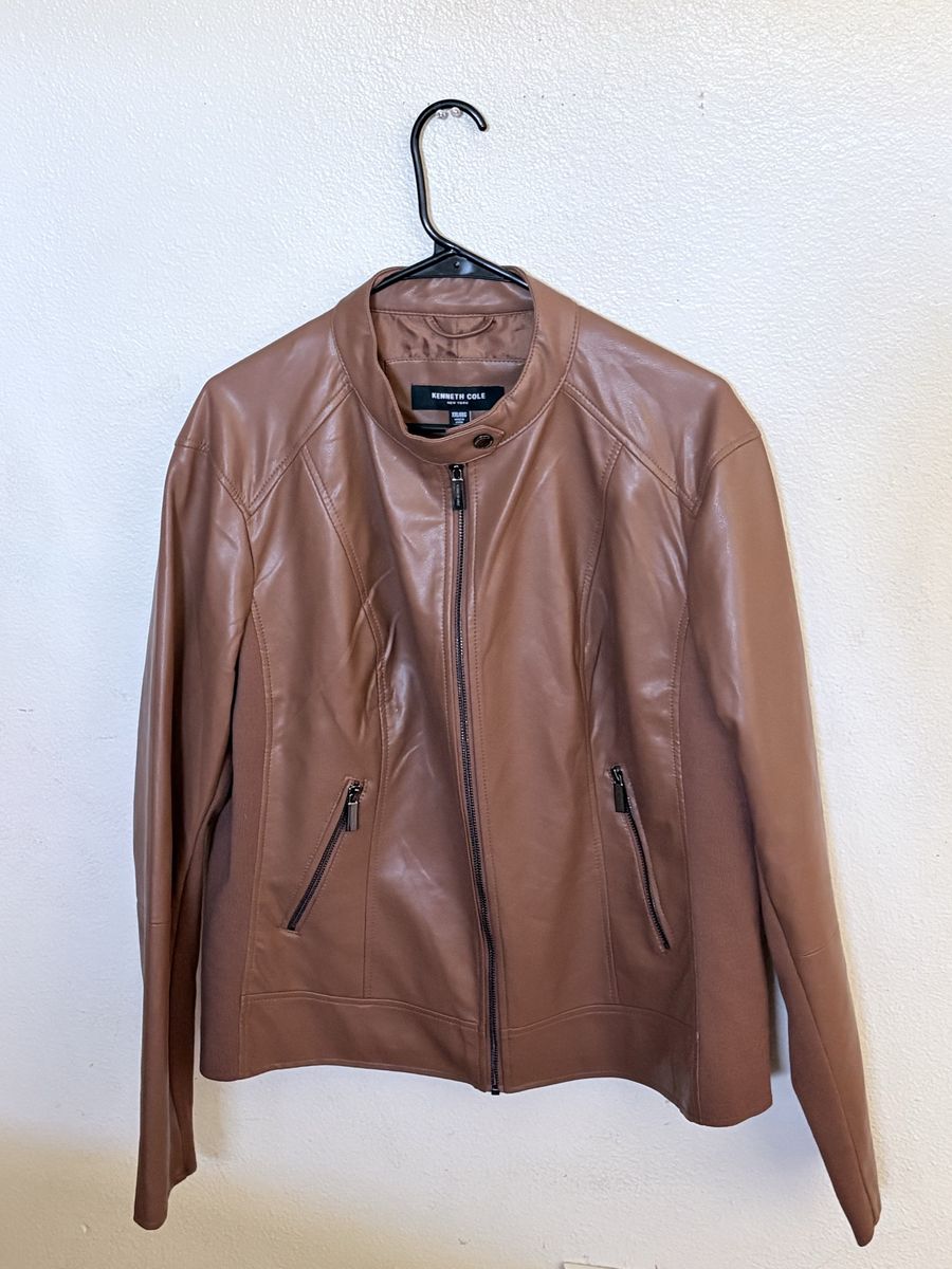 Kenneth Cole New York Brown Faux Leather Jacket XL