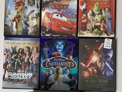 DVDs The Force Awakens Star Wars New, Zootopia, Shrek the Third, Gardians 2, Enchanted, Pride & Prejudice and Cars