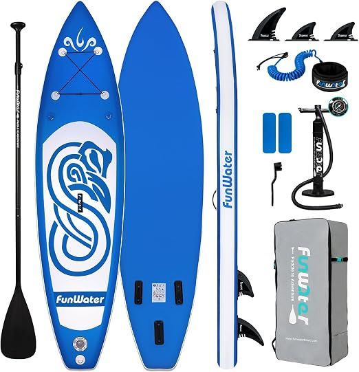 FunWater Inflatable Stand Up Paddle Board SUP with Accessories - Blue/Orange
