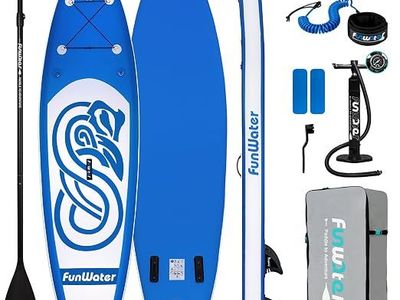 FunWater Inflatable Stand Up Paddle Board SUP with Accessories - Blue/Orange