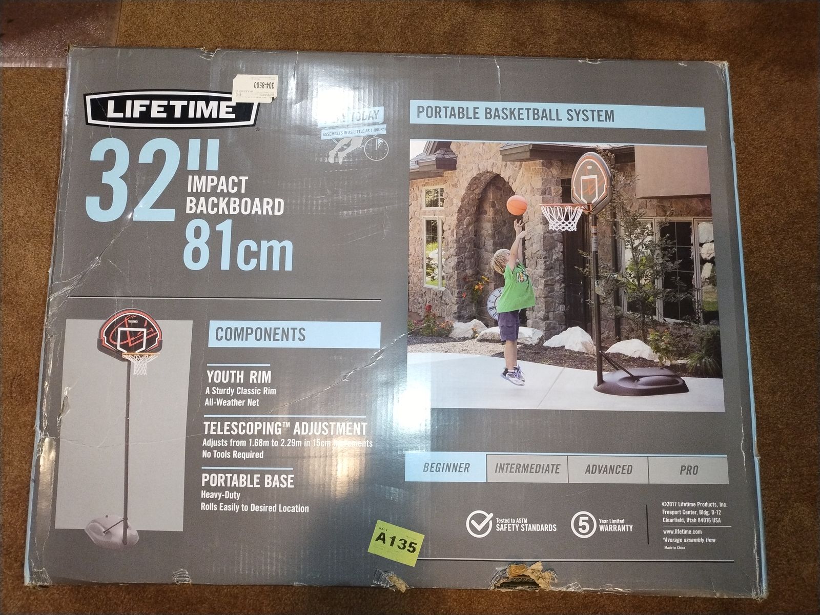 Lifetime 32" Portable Basketball Hoop – Never Used – $65 OBO
