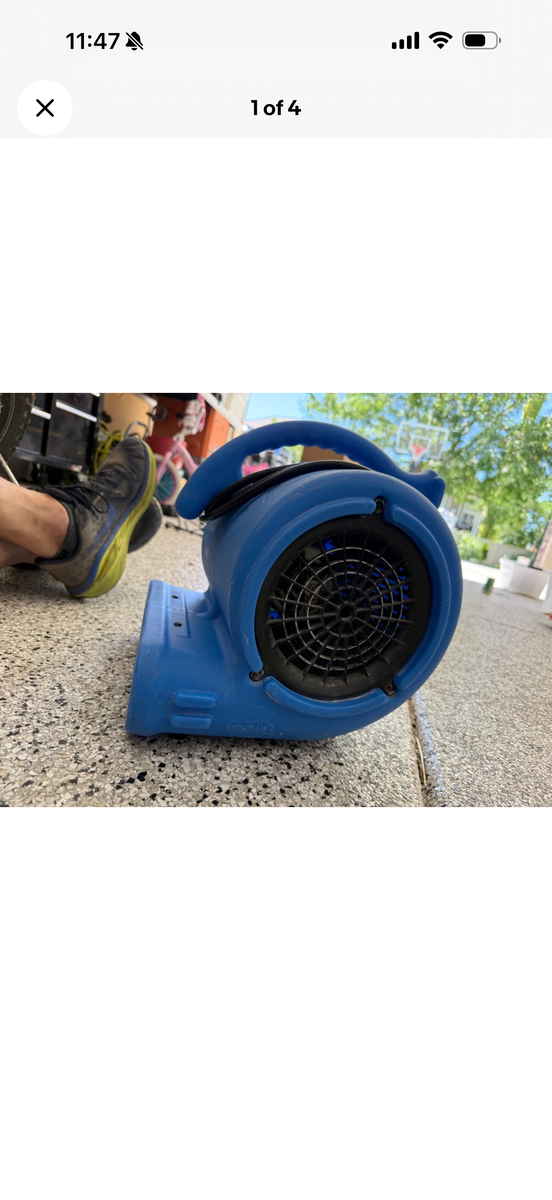 1/4 HP Air Mover Blower Fan for Water Damage Restoration, Blue
