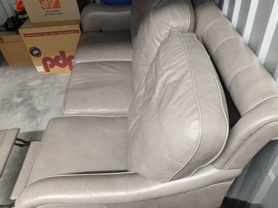 Grey Leather Reclining Sofa, Used