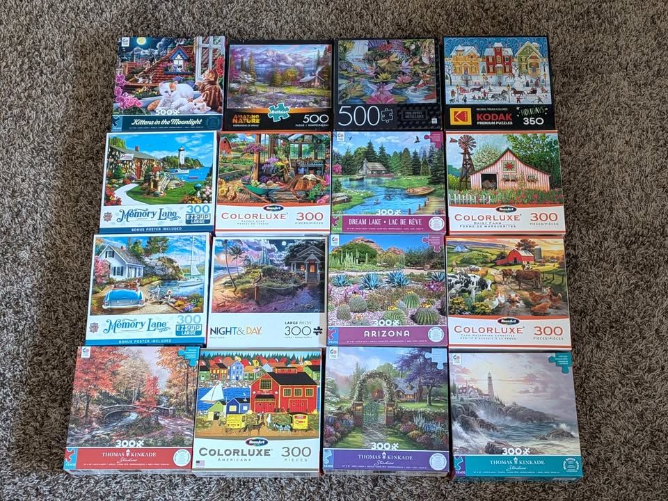 Like New Puzzles Buffalo Kinkade, Americana 300, 500 Piece Jigsaw $5 Each