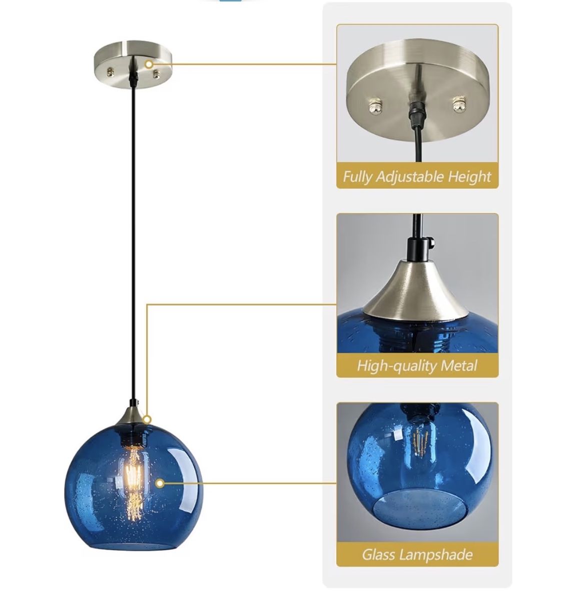 Beautiful Blue Glass Pendant Light