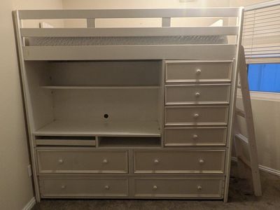 Twin Loft Bed with Trundle, Desk & Storage